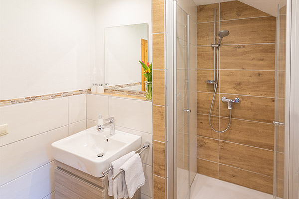 Bad mit Dusche und WC