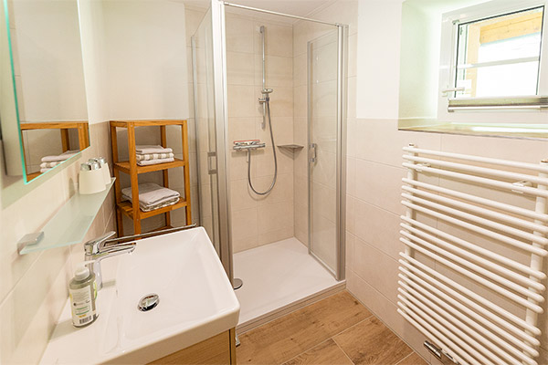 Bad mit Dusche und WC